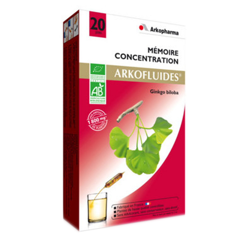 Arkopharma Arkofluides Mémoire Concentration 20 ampoules ARKOPHARMA