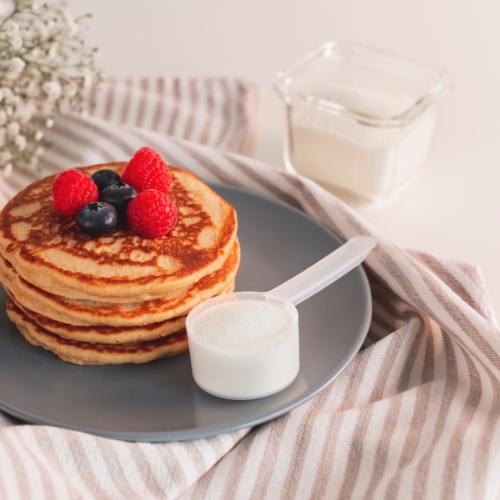 exemple de petit dejeuner pancakes avec du collagene